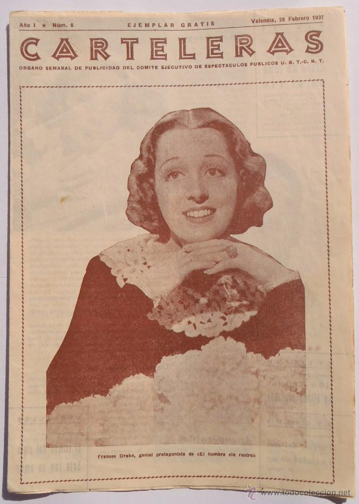 Cin&eacute;ma: REVISTA CARTELERAS - A&Ntilde;O I - N&Uacute;M. 6 - UGT, CNT - VALENCIA - FEBRERO 1937 - GUERRA CIVIL