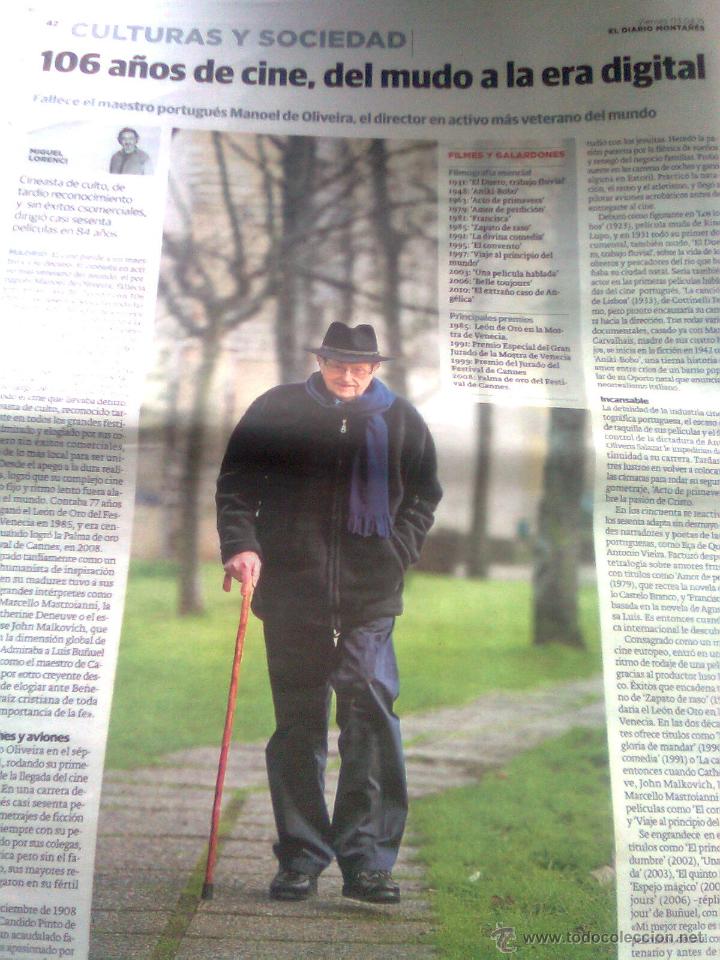 Cin&eacute;ma: Manuel De Oliveira - art&iacute;culo del diario monta&ntilde;&eacute;s 3-04-15. 106 a&ntilde;os de cine