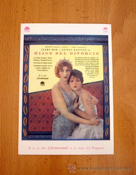 Cine: Hijos del Divorcio - Gary Cooper - Programa NO ORIGINAL DE EPOCA