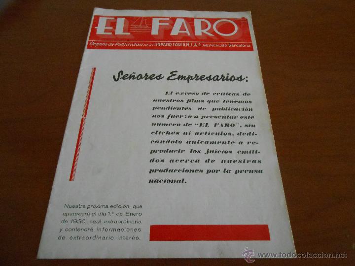 Cinema: REVISTAS EL FARO - FOX - TRES REVISTAS ORIGINALES DE LOS A&Ntilde;OS 1933 Y 1935