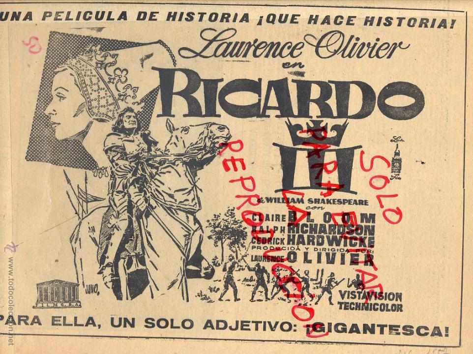 Kino: RICARDO III 1957 HOJA REVISTA