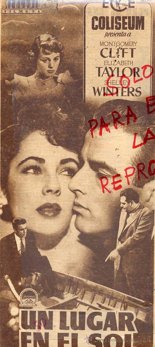 Kino: UN LUGAR EN EL SOL 1952 PELICULA HOJA REVISTA
