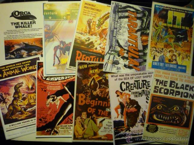 Kino: lote reproducciones carteles extranjeros papel y foto -- terror animales terrorificos