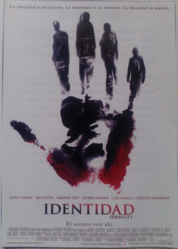 Kino: Folleto de Mano. Pel&iacute;cula Identidad. John Cusack. Ray Liotta. Amanda Peet. Alfred Molina. Clea Duval