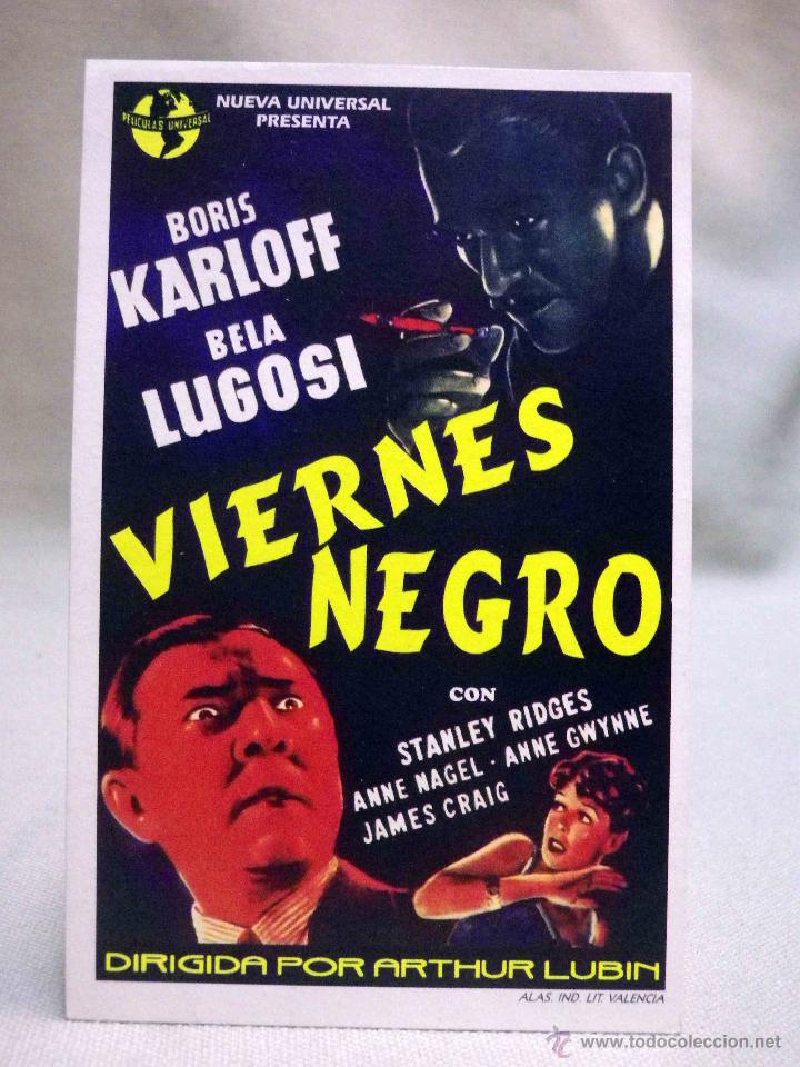 Kino: PROGRAMA DE CINE, FASCIMIL, VIERNES NEGRO, BORIS KARLOFF, BELA LUGOSI