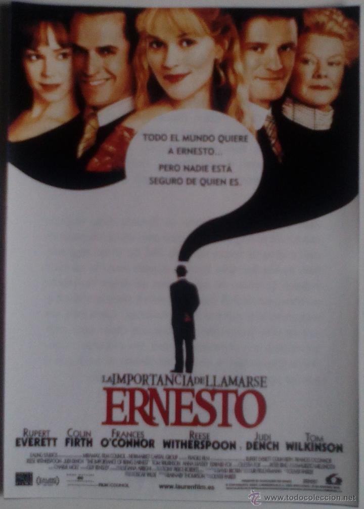 Kino: Folleto de Mano. Pel&iacute;cula La Importancia de llamarse Ernesto. Rupert Everett. Colin Firth. Reese