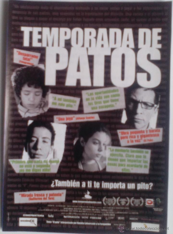 Kino: Folleto de Mano. Pel&iacute;cula Temporada de patos. Daniel Miranda. Diego Cata&ntilde;o. Danny Perea