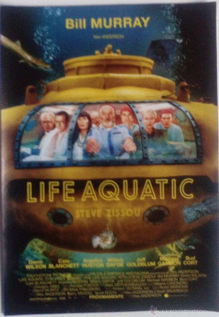 Kino: Folleto de Mano. Pel&iacute;cula Life Aquatic. Bill Murray. Owen Wilson. Cate Blanchett. Willem Dafoe