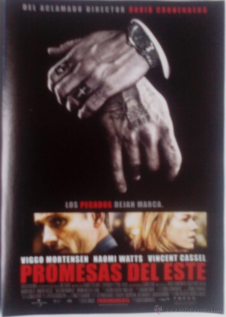 Kino: Folleto de Mano. Pel&iacute;cula Promesas del Este. Viggo Mortensen. Naomi Watts. Vincent Cassel