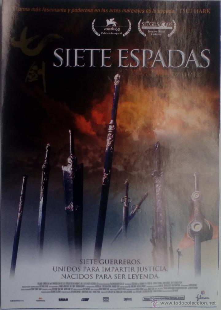 Cinema: Folleto de Mano. Pel&iacute;cula Siete Espadas. Lau Kar-Leung. Donnie Yen. Leon Lai. Charlie Young