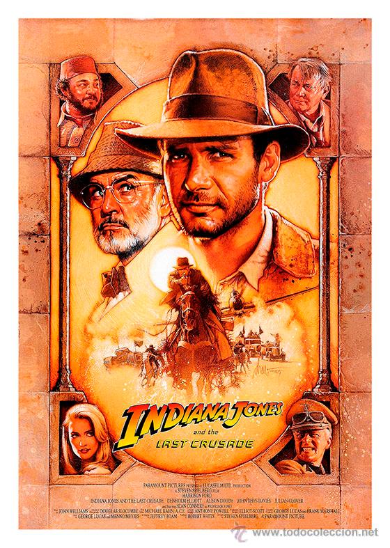 Cinema: INDIANA JONES Y LA &Uacute;LTIMA CRUZADA. THE LAST CRUSADE. L&Aacute;MINA CARTEL 45 X 32 CMS