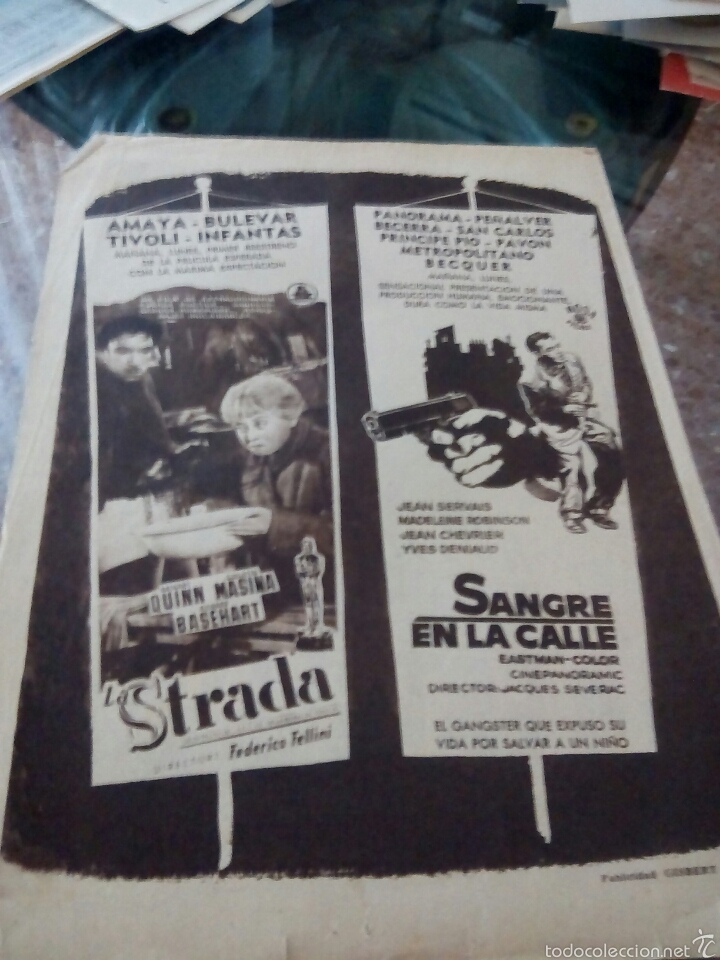 Cine: Publicidad prensa la estrella, la strada y sangre en la calle