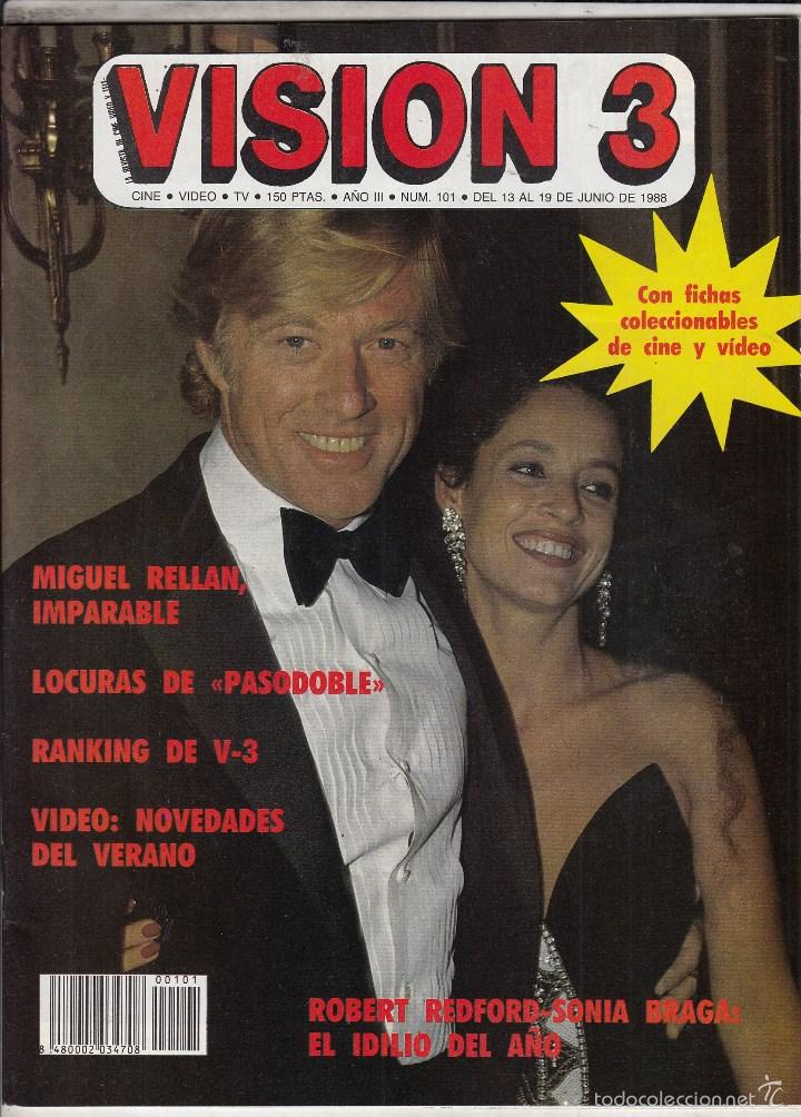 Cin&eacute;ma: REVISTA VISION 3 N&ordm; 101 A&Ntilde;O 1988. ROBERT REDFORD Y SONIA BRAGA. MIGUEL RELLAN.