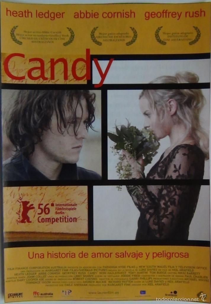 Kino: Folleto de Mano. Pel&iacute;cula Candy. Heath Ledger. Abbie Cornish. Geoffrey Rush