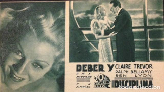 Cine: DEBER Y DISCIPLINA 1937. PROGRAMA DE MANO - Foto 1