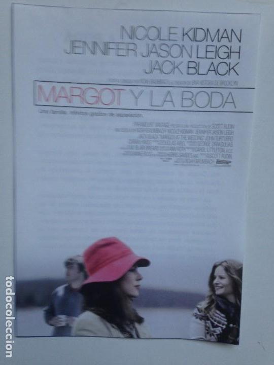 Kino: Folleto de Mano. Pel&iacute;cula Margot y la boda. Nicole Kidman. Jennifer Jason Leigh. Jhon Turturro