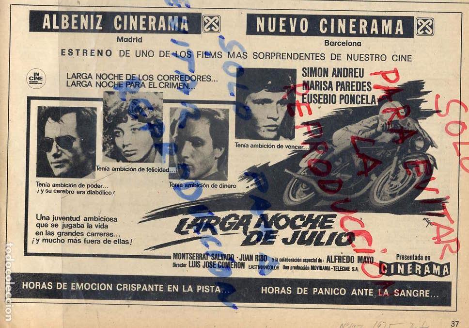 Kino: LARGA NOCHE DE JULIO CINERAMA HOJA REVISTA