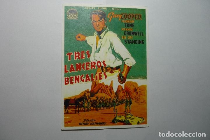 Cine: TARJETA TRES LANCEROS BENGALIES.-GARY COOPER