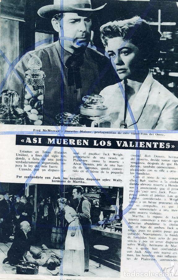 Cinema: ASI MUEREN LOS VALIENTES 1958 2 HOJAS REVISTA