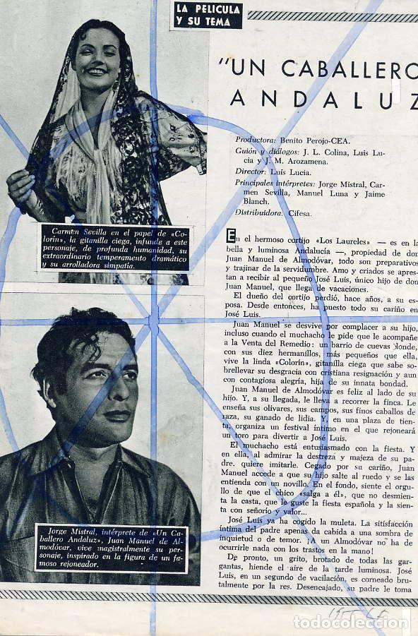 Cinema: UN CABALLERO ANDALUZ 1955 2 HOJAS REVISTA