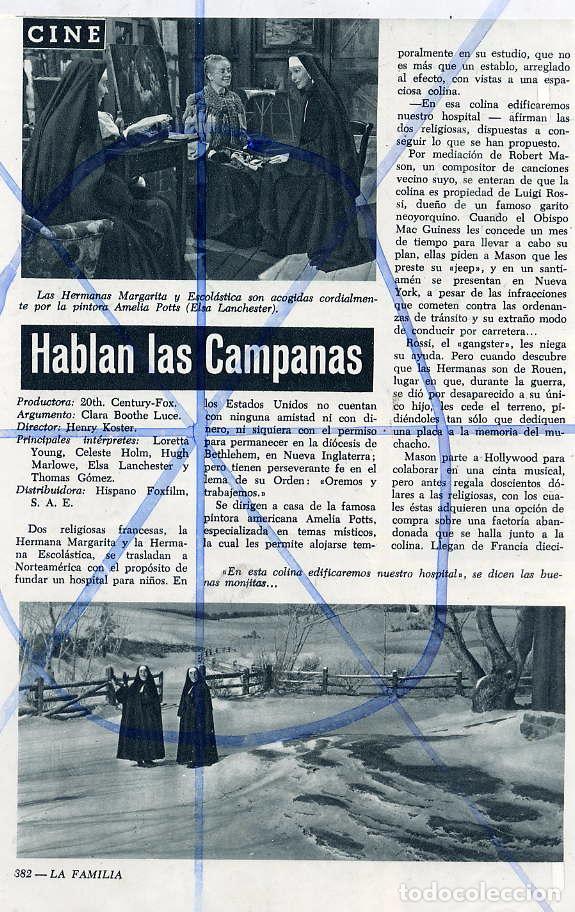 Cinema: HABLAN LAS CAMPANAS 1955   2 HOJAS REVISTA