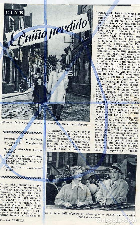 Cinema: EL NI&Ntilde;O PERDIDO 1955 2 HOJAS REVISTA