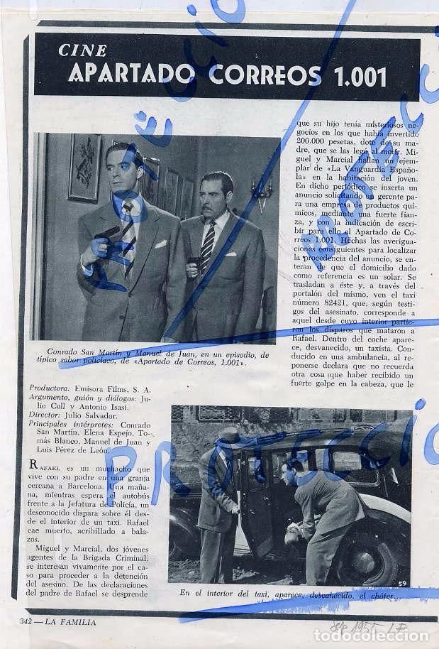 Cinema: APARTADO DE CORREOS 1001 1955 2 HOJAS REVISTA