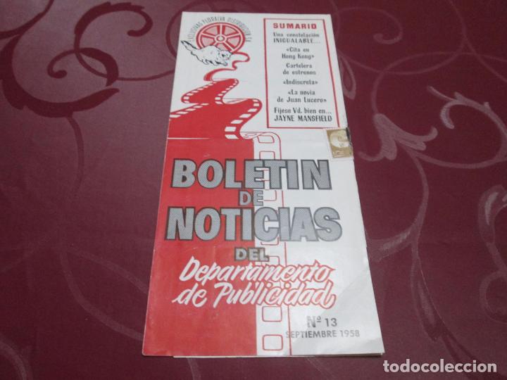 Cin&eacute;ma: BOLETIN DE NOTICIAS N&ordm; 13 SEPTIEMBRE 1958 - EXCLUSIVAS FLORALVA DISTRIBUCION