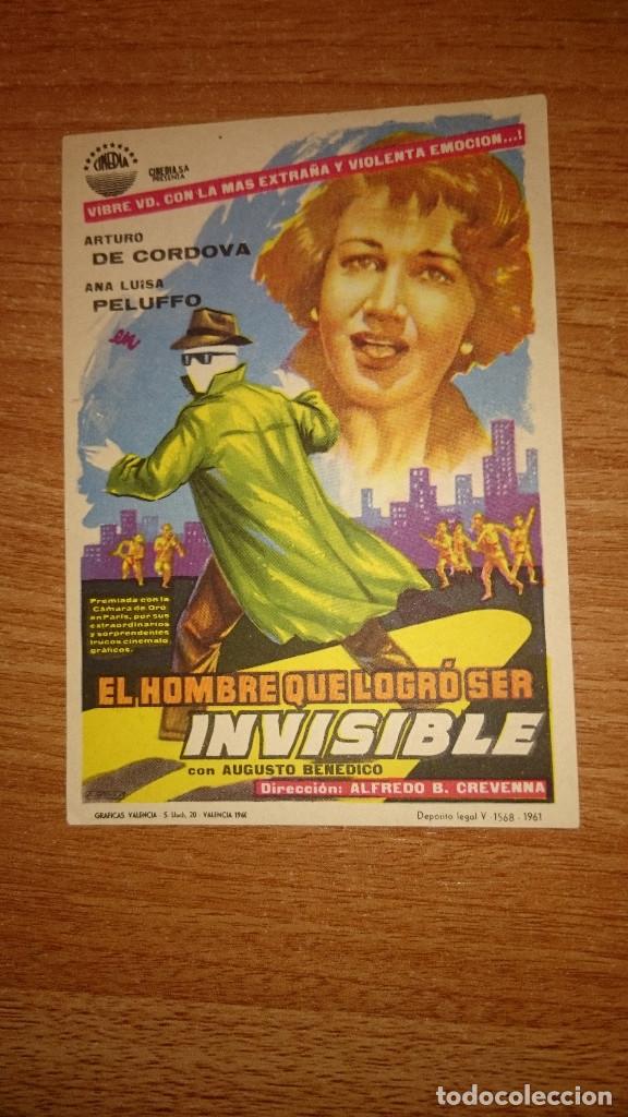 Kino: FOLLETO DE MANO PELICULA EL HOMBRE QUE LOGRO SER INVISIBLE