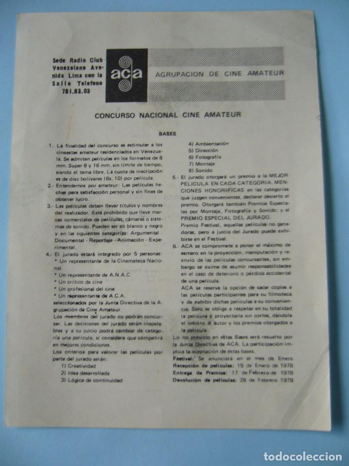 Cinema: FOLLETO CONCURSO NACIONAL CINE AMATEUR 1978 - A.C.A. AGRUPACI&Oacute;N CINE AMATEUR VENEZUELA