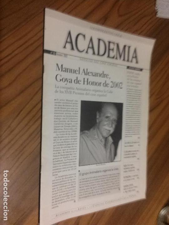 Cine: ACADEMIA 85. DICIEMBRE 2002. REVISTA DE LA ACADEMIA DE LAS ARTES CINEMATOGR&Aacute;FICAS. GRAPA. RARA