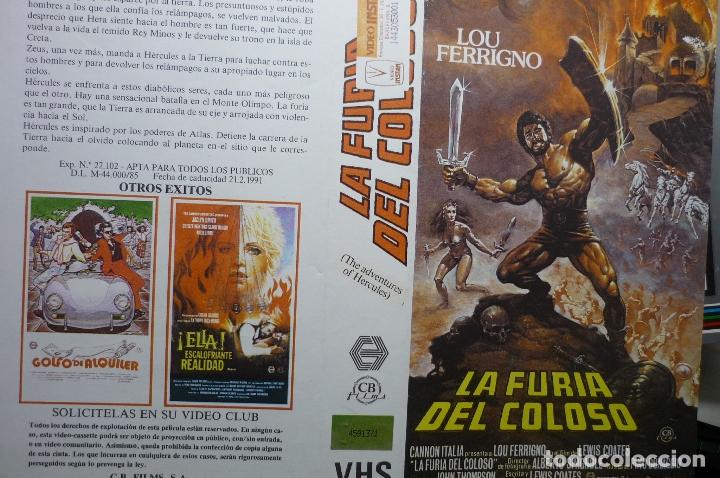 Cinema: reproduc. caratula video vhs la furia del coloso - lou ferrigno