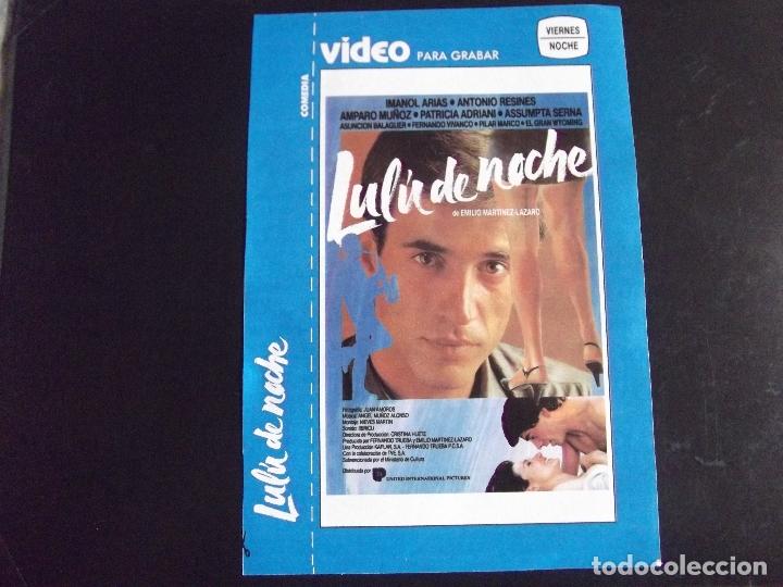 Kino: CINE-CARATULAS TV-V40-LULU DE NOCHE-IMANOL ARIAS-ANTONIO RESINES-AMPARO MU&Ntilde;OZ