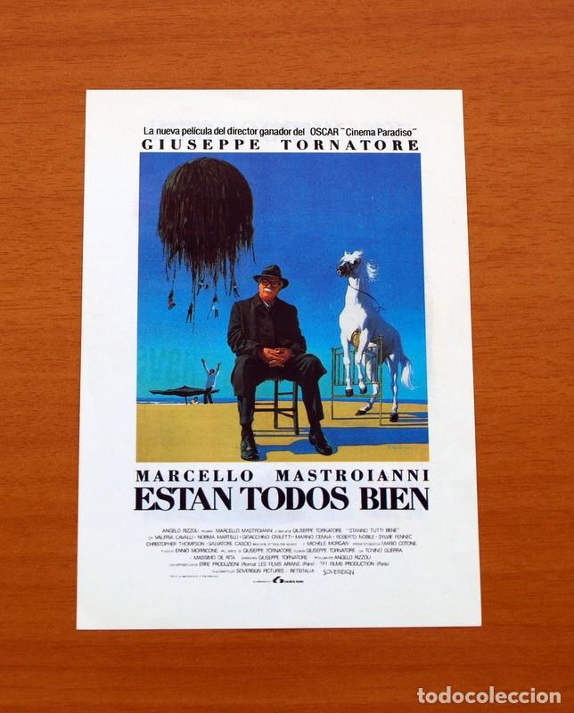 Cinema: Est&aacute;n todos bien - A&ntilde;o 1990 - Marcello Mastroianni, Mich&egrave;le Morgan, Valeria Cavalli, Marino Cenna