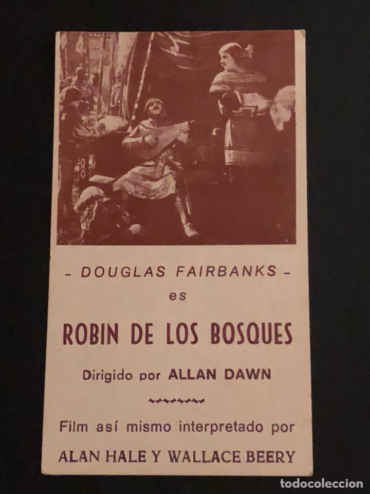 Cinema: Programa tarjeta facs&iacute;mil robin de los bosques.douglas fairbanks