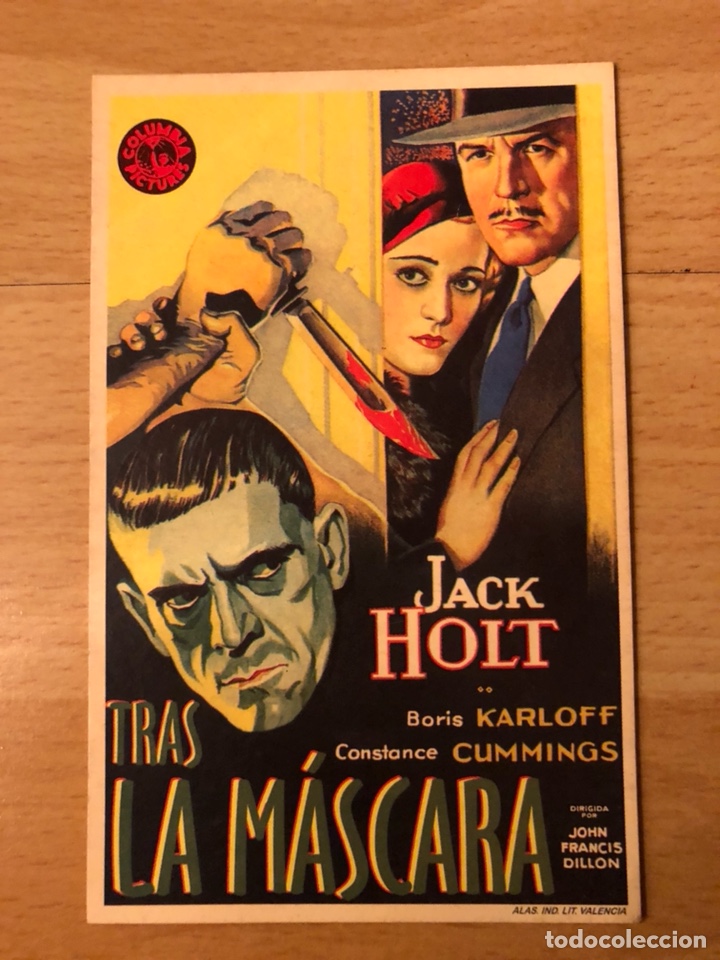 Cinema: Programa cart&oacute;n facs&iacute;mil cine terror tras la m&aacute;scara.boris karloff