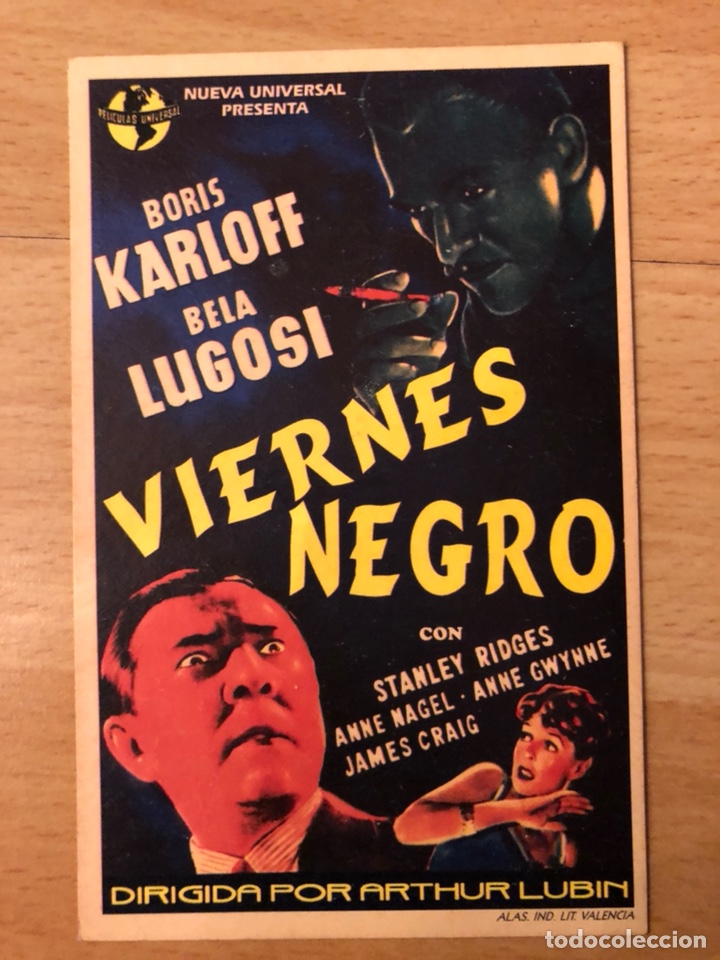 Cinema: Programa cart&oacute;n facs&iacute;mil cine terror viernes negro.boris karloff bela lugosi