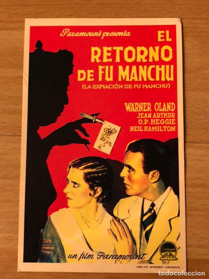 Cinema: Programa cart&oacute;n facs&iacute;mil cine terror el retorno de fu manchu