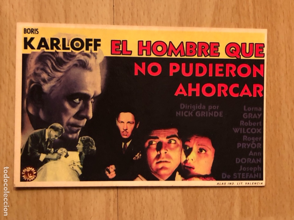 Cinema: Programa cart&oacute;n facs&iacute;mil cine terror Boris karloff el hombre que no pudieron ahorcar