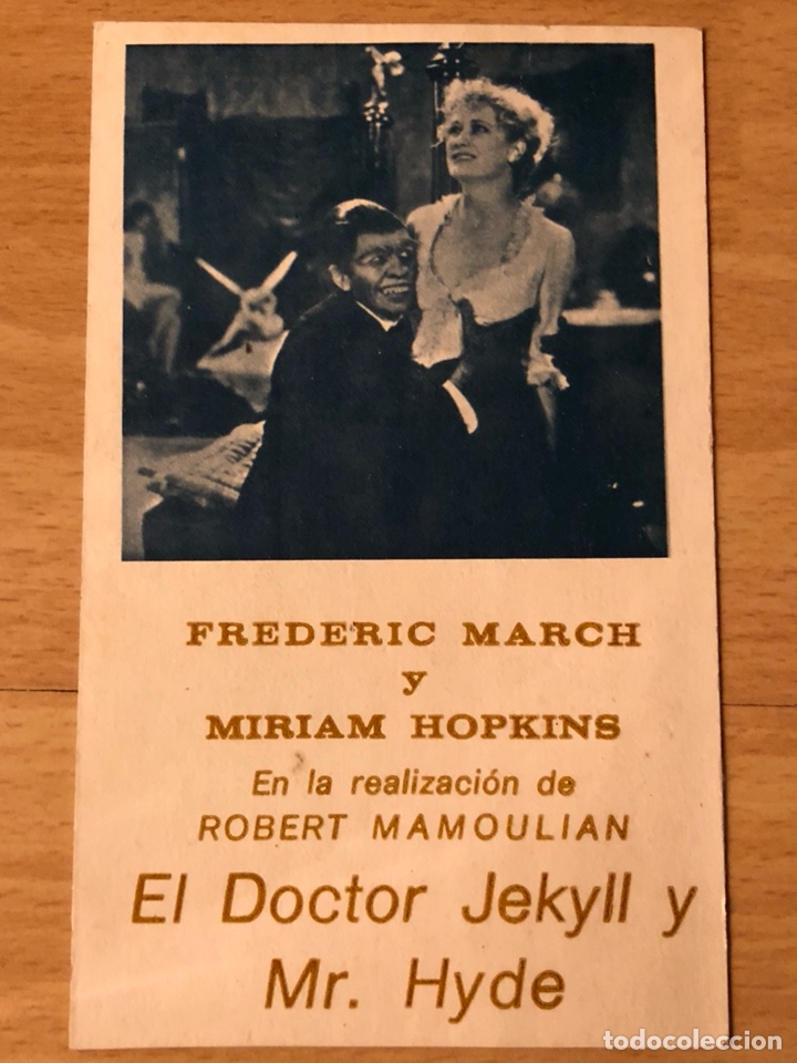 Cinema: Programa cart&oacute;n facs&iacute;mil cine terror El doctor jekyll y mr hyde.el hombre y el monstruo