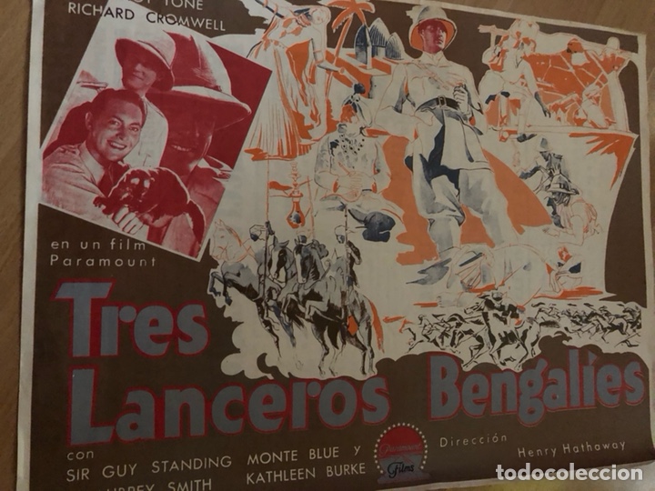 Cine: Programa facsimil tres lanceros bengal&iacute;es.gary cooper - Foto 1
