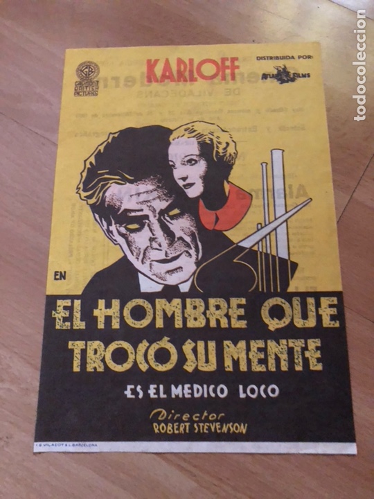 Cinema: Programa facsimil el hombre que troc&oacute; su mente.boris karloff