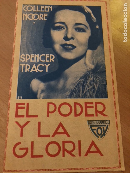 Cinema: Programa facsimil el poder y la gloria.spencer tracy