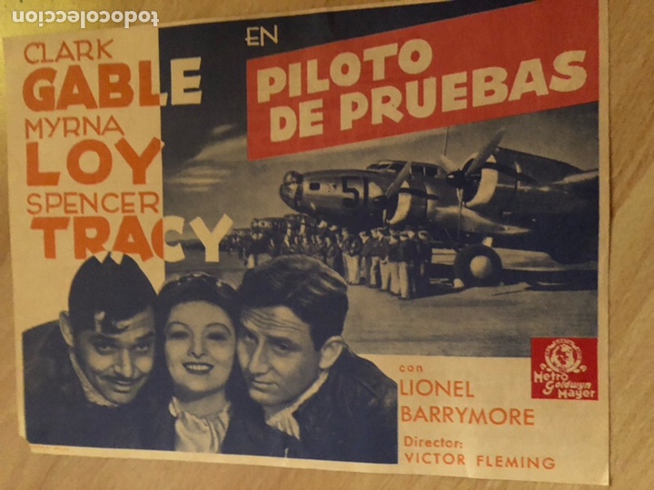 Cinema: Programa facsimil piloto de pruebas.clark gable mirna loy Spencer tracy