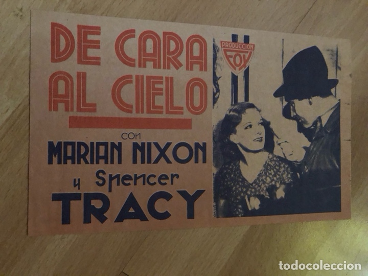 Cinema: Programa facsimil de cara al cielo.spencer tracy