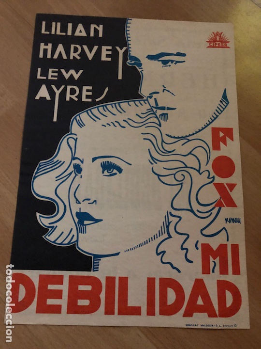 Cinema: Programa facsimil mi debilidad.lililan harvey.renau.cifesa