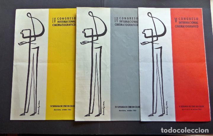 3 PROGRAMAS DEL IV CONGRESO INT. CINEMATOGRÁFICO. BARCELONA 1962, IV SEMANA DEL CINE EN COLOR (Cine - Reproducciones de carteles, folletos...)