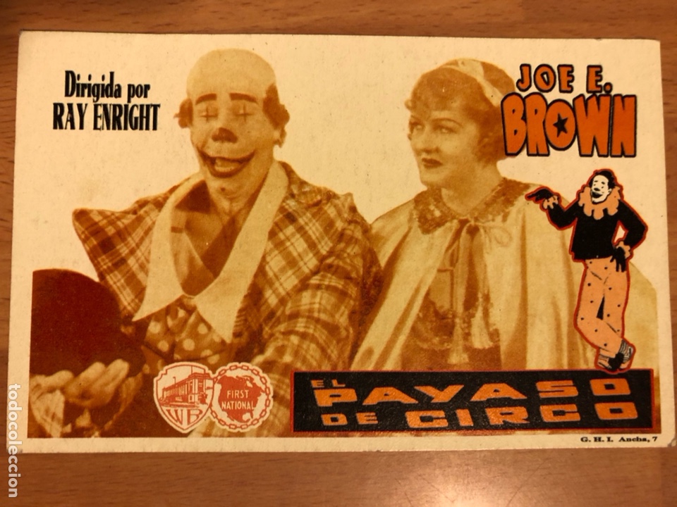 Cinema: Programa tarjeta facs&iacute;mil el payaso de circo.joe e brown