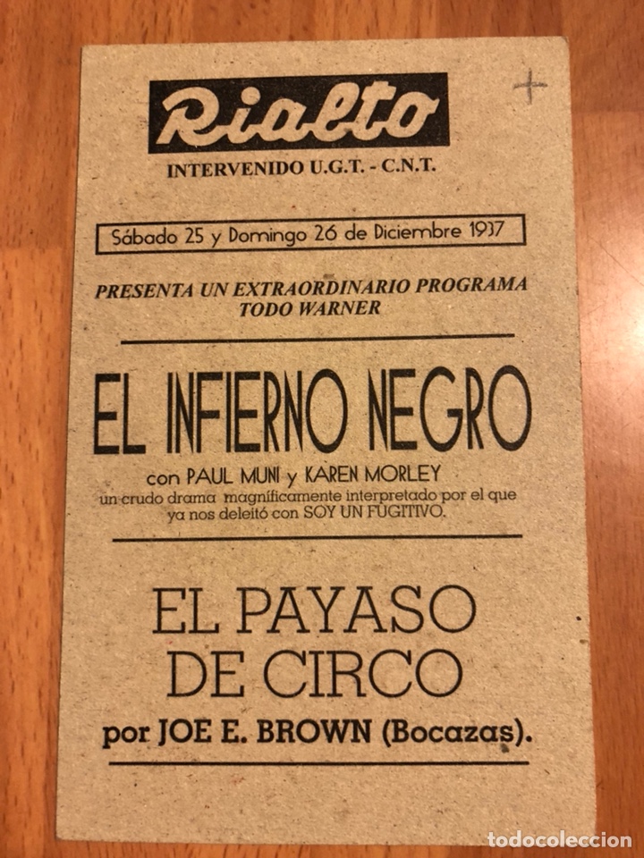 Cine: Programa tarjeta facs&iacute;mil el payaso de circo.joe e brown - Foto 2