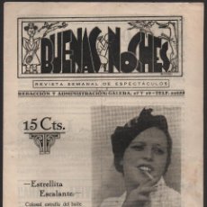 Cine: SEVILLA, --BUENAS NOCHES-- REVISTAS ESPECTACULOS, AÑO I , Nº 36, OCTUBRE 1937, VER FOTOS